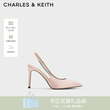 CHARLES&KEITH质感链条尖头高跟凉鞋子女鞋生日礼物女神节礼物CK1-60280377 Beige米色 34 (220)