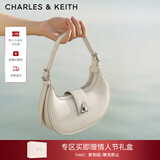 CHARLES&KEITH三角扣新月包腋下包单肩包包女包女友生日情人节礼物CK2-50271205 粉白色Chalk S