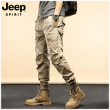 JEEP SPIRIT工装裤男春秋季新款休闲裤子男宽松耐磨潮流中青年束脚长裤 679卡其色#常规款 34 （建议155-165斤）