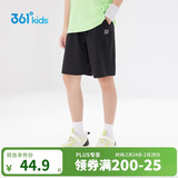 361°儿童短裤夏季男女童3-12岁透气运动裤梭织五分裤 黑 140