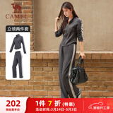 骆驼（CAMEL）立领健身女装撞色修身两件套运动服 Y24CAWL6620 墨灰 XXL