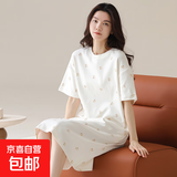 2025年新款睡衣女夏睡裙纯棉宽松可爱短袖大码夏卡通休闲季家居服 6683 L 【100-120斤】