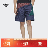 adidas复古拼接撞色舒适运动短裤男装夏季阿迪达斯官方三叶草   暗灰藏青/森林绿   XL