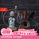 祥业 黑檀木六君子茶具配件实木底座倒流香哥窑紫砂茶宠功夫茶艺组合创意摆件 六君子-如来