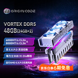 OC LAB台式机内存条 48G(24G×2)套装 DDR5 6000频率  Origin Code炫光 RGB灯条(C26) 银 带独立风扇