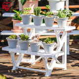 爱丽思（IRIS）花架塑料阳台置物架客厅庭院收纳架多层落地式架子结实耐用花盆架 【二层白色】长57高42cm