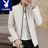花花公子（PLAYBOY）夹克男秋冬款男士修身外套中青年潮流商务休闲立领上衣服男装 10519/479米白色 XL