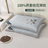 艾薇荞麦枕头夏季100%荞麦壳带冰丝枕套枕芯一个装 叶子灰 35*55cm