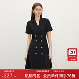 范思蓝恩正式气质通勤连衣裙女夏季收腰显瘦面试西装裙 黑色 L