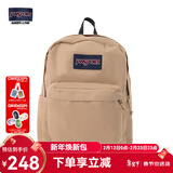 JANSPORT杰斯伯书包轻便双肩包男女旅行包简约背包电脑包学生校园 4QUE7R5奶咖/卡其色-侧袋+隔层