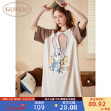 果壳（Gukoo）疯狂动物城睡衣女夏兔子睡裙大码宽松可外穿家居服B情人节 核桃卡朱迪睡裙 XS