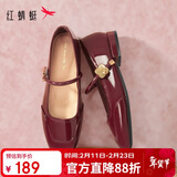 红蜻蜓复古玛丽珍鞋春夏浅口平跟女鞋法式方头软底婚鞋女WTB34373红色37