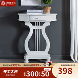 格澜帝尔（growdear）美式玄关桌靠墙桌欧式门厅玄关台玄关柜客厅隔断柜走廊半圆桌 白色（600*300*770） 组装