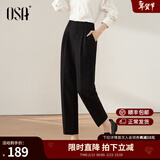 欧莎（OSA）高腰窄版OL职业垂感烟管西装裤女通勤显瘦直筒休闲裤子2025秋新款 黑色A L