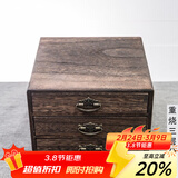 容山堂收纳 实木普洱茶盒 开茶盘分茶饼盒白茶收纳架存茶柜 重烧三层茶盒