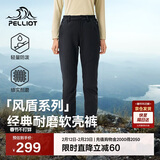 伯希和（Pelliot）【风盾】冲锋软壳裤女冬季保暖抓绒裤防风高弹长裤男125107018黑M