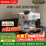 柏翠（ petrus ）意式咖啡机半自动家用奶泡机研磨一体小型双泵牛角手柄PE3899 