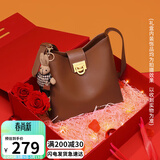 viney牛皮包包女包品牌水桶包轻奢单肩斜挎包生日礼物高级感送女友老婆