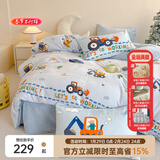 多喜爱家纺牛奶绒三四件套法兰绒珊瑚绒秋冬加厚保暖暖暖绒撸猫感被套床 小小工程队 1.5米床 床单款 （被套203*229cm）