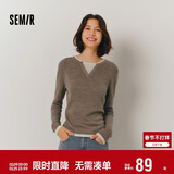 森马（Semir）森马毛衣女短款假两件含羊毛针织衫24冬新款保暖内搭109724107015