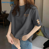 真维斯（Jeanswest）纯棉内搭打底衫女夏季宽松高级感上衣服慵懒风休闲圆领短袖t恤女