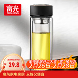 富光 男女士双层玻璃杯 水杯 支持团购定制 304杯子泡茶杯400ML黑