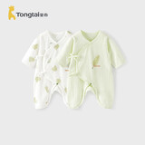 童泰（TONGTAI）婴儿连体衣夏季纯棉新生儿爬服初生宝宝蝴蝶哈衣提花绿色59cm
