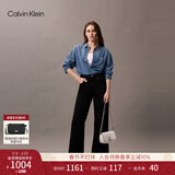 Calvin Klein【情人节礼物】休闲单肩包链条包包字母旋扣翻盖CK女包斜挎马鞍包