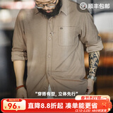 马登工装 美式复古玉米粒格子衬衫翻领纯色松弛感休闲长袖衬衣男秋 驼色 L