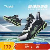 安踏儿童跑步鞋男女童秋细网犟弹运动纽扣网面透气跑鞋A12435523