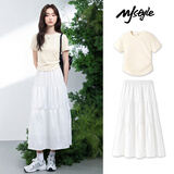 MJ STYLE抽褶短袖蛋糕裙子套装女2026年夏季新款修身显瘦T恤半身裙两件套