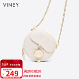 viney牛皮包包女包小众斜挎手机包单肩小圆包送生日情人节礼物女朋友