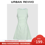 UR2025春季新款女摩登气质褶皱收腰显瘦无袖连衣裙UYY750030 浅薄绿 XS