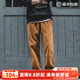 马登工装美式复古垂感灯芯绒长裤子男秋冬新款直筒修身显瘦男士休闲裤 琥珀色 【男裤冬季厚款/男士裤子/美式工装裤/长裤】 XL
