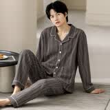 从心 睡衣男纯棉长袖春秋季休闲开衫家居服男士睡衣秋冬天可外穿套装 LZS 2006 L 身高170-175重120-140斤