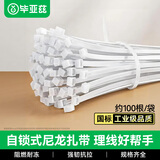 毕亚兹 自锁式尼龙扎带小号2.5*100mm 电脑主机装机 园艺 理线束线捆扎绑 白色扎带固定器收紧器 100根