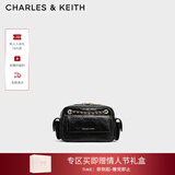 CHARLES&KEITH26春新品菱格链条口袋包腋下包机车包情人节礼物CK2-80671832 Black黑色 S