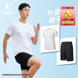 乔丹跑步运动套装男速干衣短袖t恤男五分裤男短裤两件套运动服