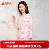 铜牛内衣 秋衣秋裤 女 纯棉圆领长袖秋衣秋裤套装 基础套装 VN031 玉影梅香-米-粉 M (165/90)