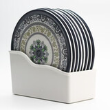 ULKNN田园密胺隔热垫仿瓷餐桌垫 家用欧式餐盘垫碗垫耐热防烫锅垫杯垫 8个古典青花带底座