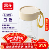 富光清然玻璃杯 高硼硅玻璃水杯子 女生便携牛奶咖啡刻度茶杯330ml