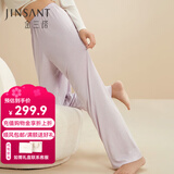 金三塔真丝睡衣女真丝针织裤直筒长裤休闲深睡眠蚕丝睡衣阔腿裤家居裤 樱花紫-裤子 XL