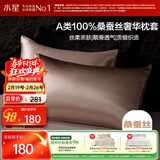 水星家纺枕套A类真丝枕套100%桑蚕丝枕头套19姆米真丝枕芯套单只装48x74cm