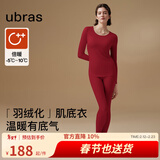 ubras【刘雯同款】倍暖羽绒化亲肤含羊毛肌底衣女秋冬保暖秋衣裤 倍暖套装-丝绒红色 XL