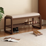 爰京实木换鞋凳入户鞋架门口双层软包穿鞋凳子鞋柜入户柜100cm胡桃色