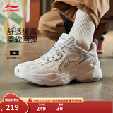 李宁跑步鞋男鞋春夏季透气网面复古老爹鞋舒适休闲厚底增高运动鞋 云雾白/硬币灰-5 42