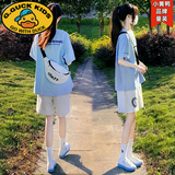 G.duck初高中生女套装夏季12-15岁女孩衣服大童女装青少年女大童夏装13 蓝色衣服＋裤子 均码 M【建议70-95斤】
