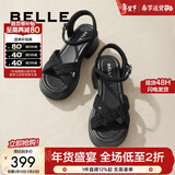 百丽（Belle）满钻条带繁星休闲凉鞋女商场款厚底凉鞋A9S2DBL4 黑色 39 (245mm)