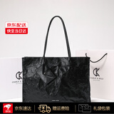CHARLIE&KELLI品牌 CK轻奢包包女包大容量褶皱托特包单肩腋下包2026新款手提包 黑色【八仓发货 品牌礼袋】