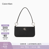 Calvin Klein【38女神节礼物】腋下包休闲通勤包包字母拉链CK女包单肩法棍包 001-太空黑 OS